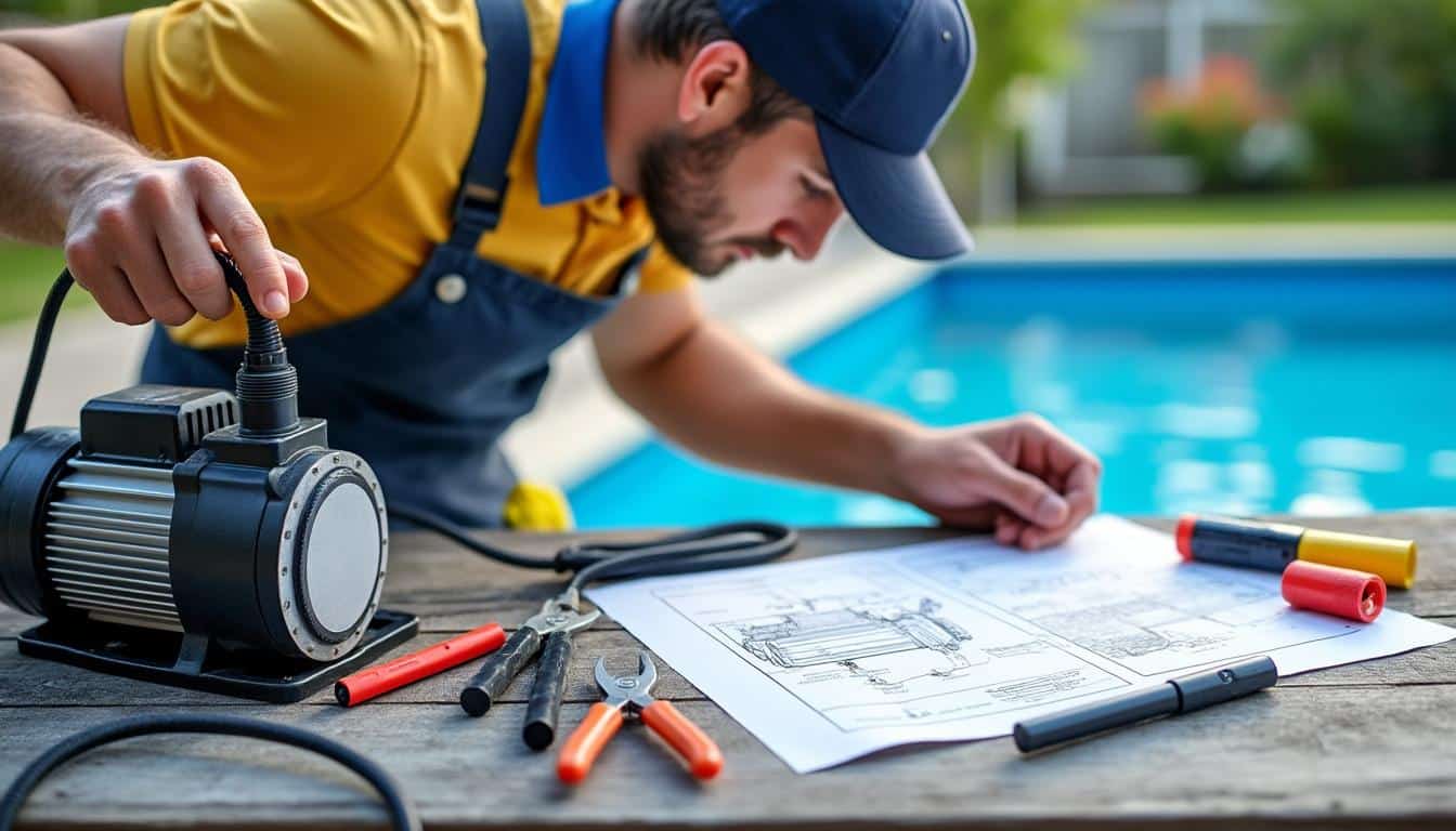 Illustration: Principe de fonctionnement et schéma du branchement de la pompe de piscine