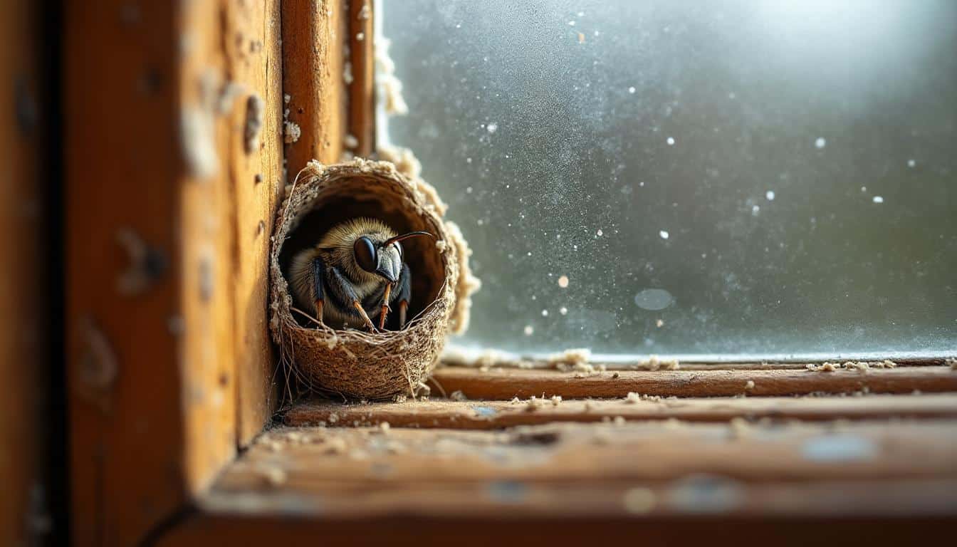 Nid de guêpe maçonne à la fenêtre : identifier et réagir