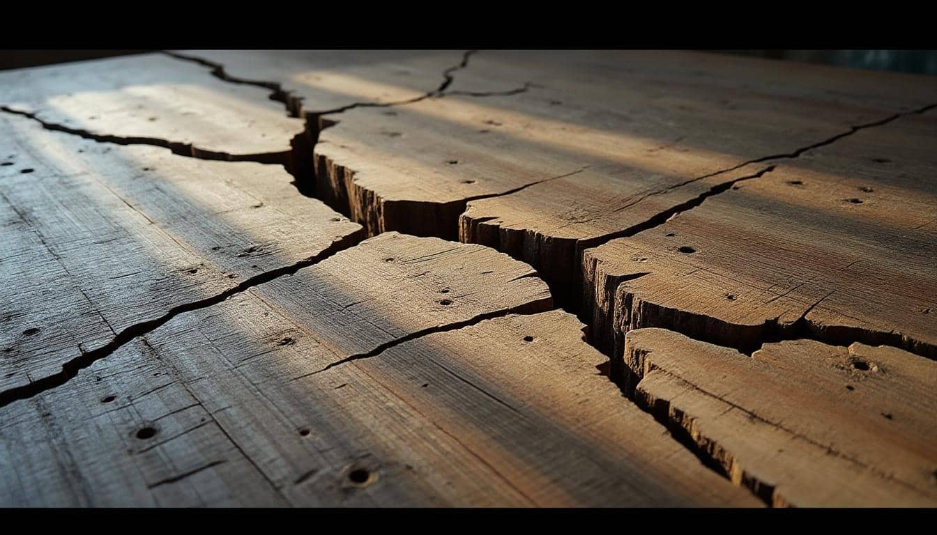 Identifier une fissure sur une poutre de plafond ancien